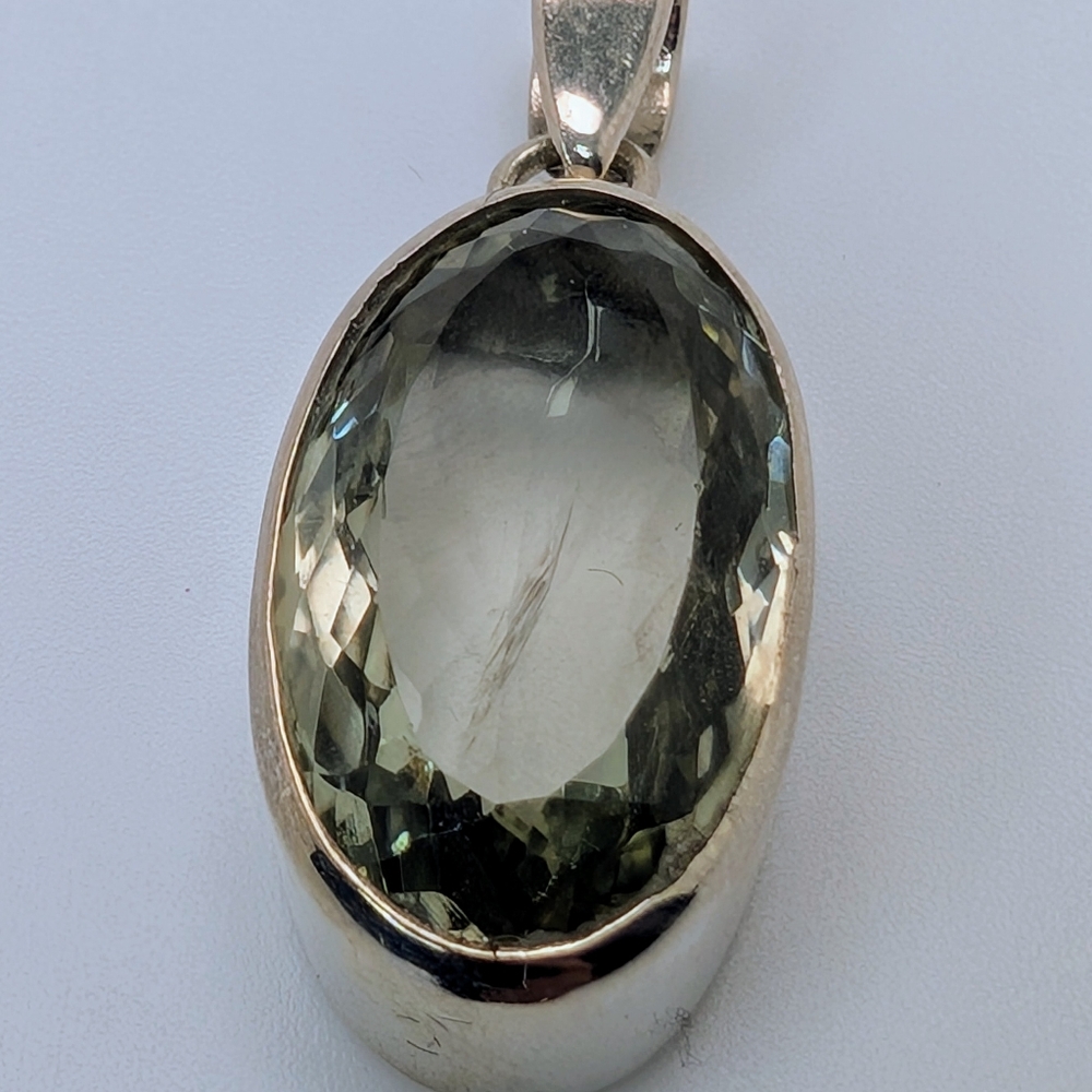 Natural Green Amethyst Pendant S925 Sterling Silver Pendant - Picture 2 of 7